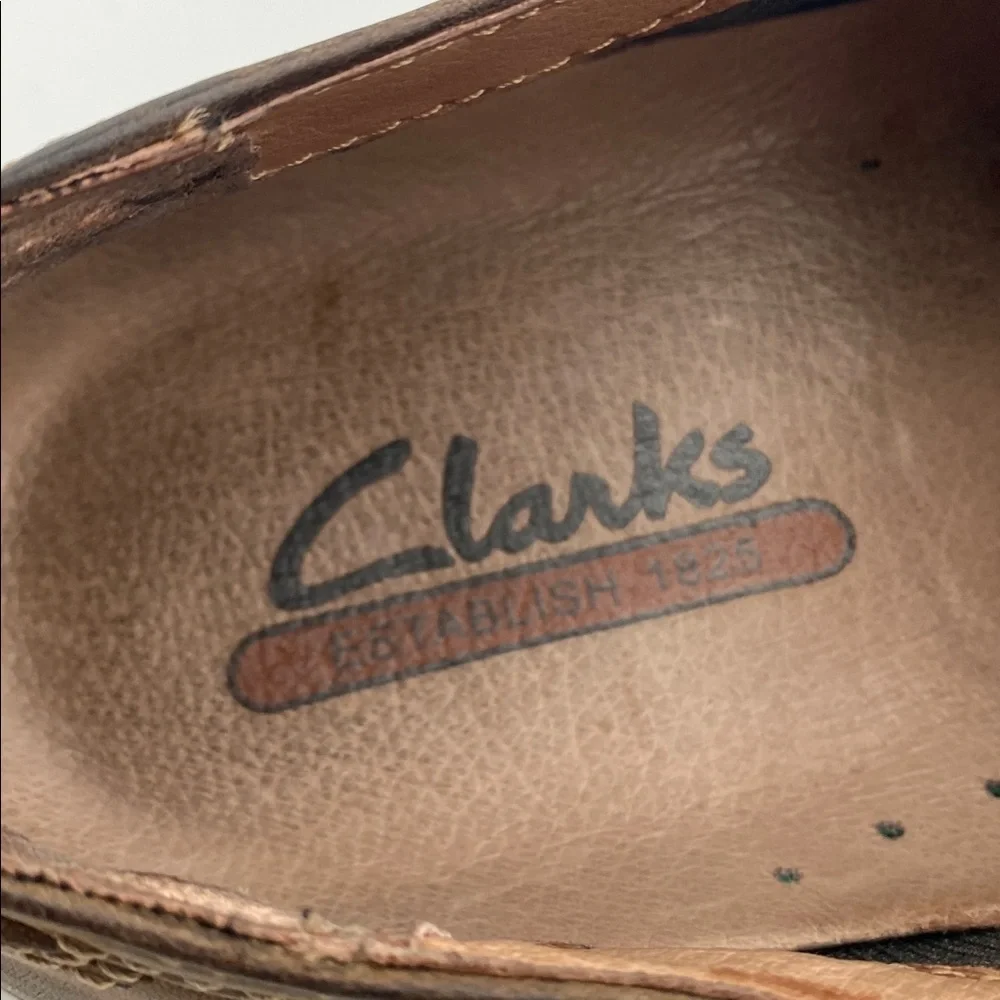 Clarks brown Leather Shoes Oxford mens 12M casual office retro Y2K lace comfort